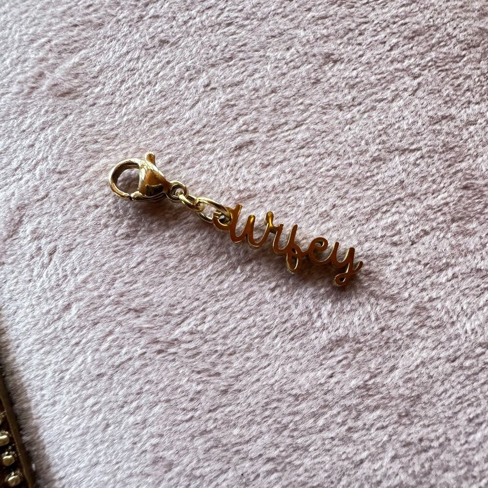 Wifey Charm 18k PVD Gold Stainless Steel With Lobster Claw Clasp Elegant Script - Picture 3 of 9